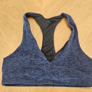 ALO Yoga Heathered Blue Sports Bra